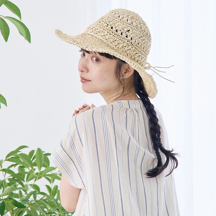 NATURAL | つば広 リボンつき雑材ハット | coen【women】