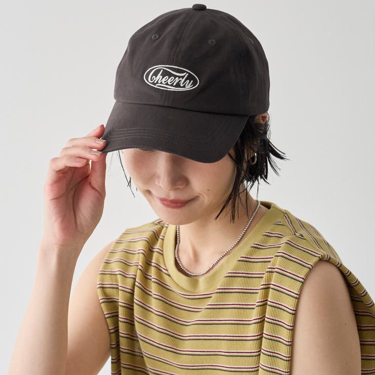DK.GRAY | オーバルロゴ配色刺繍 6パネルキャップ | coen【women】
