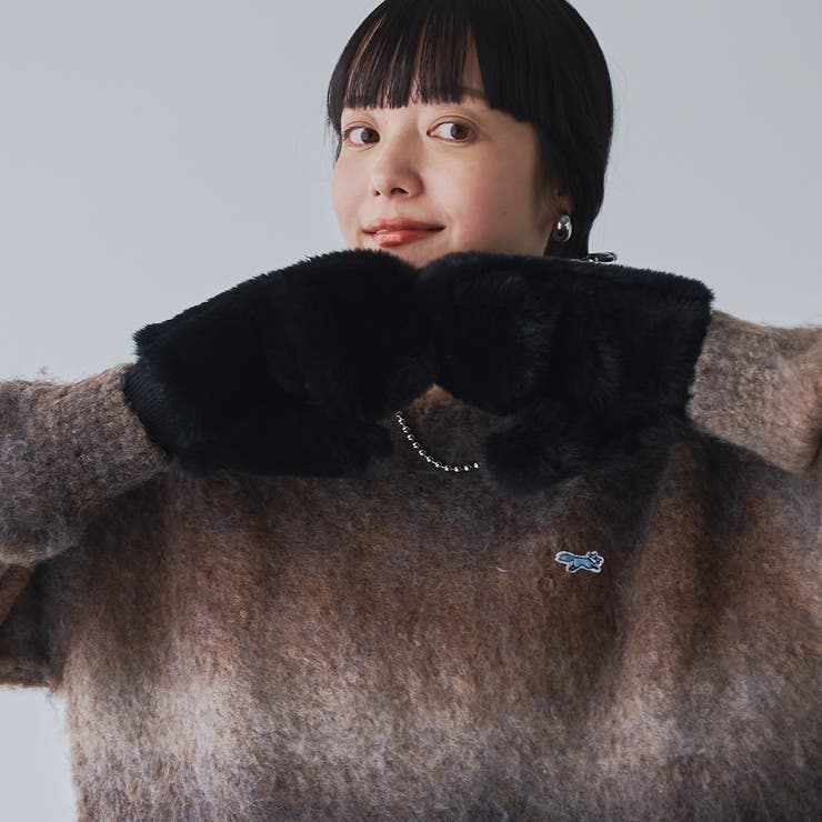 BLACK | フェイクファーミトン | coen【women】