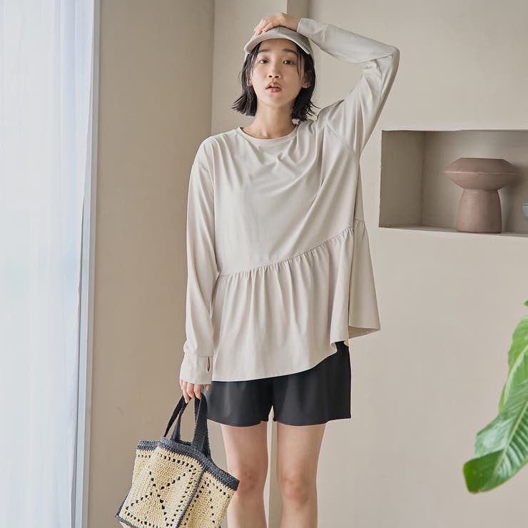 BEIGE | 【2点セット WEB限定】ペプラムラッシュガード＋ショートパンツ スイムウエア（… | coen【women】