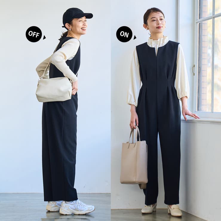 【SLOBE IENA】3WAYダブルクロス バックスリットブラウス×ガウチョオールインワンセットアップ（ブラック／40） SLOBE IENA（スローブイエナ）の「3WAYダブルクロス バックスリット