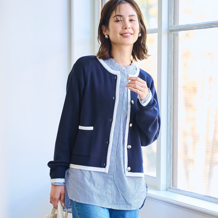 NAVY | 【RONEL】金釦ニットカーディガン | coen【women】