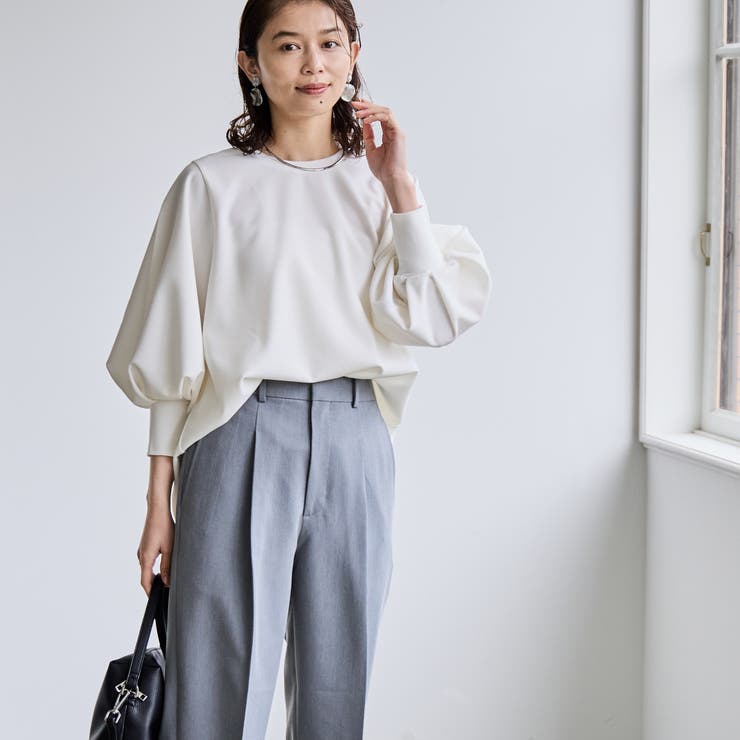 【公式ショップ】 ジョーゼットボリュームスリーブカットソー[品番：COEW0005443 トップス