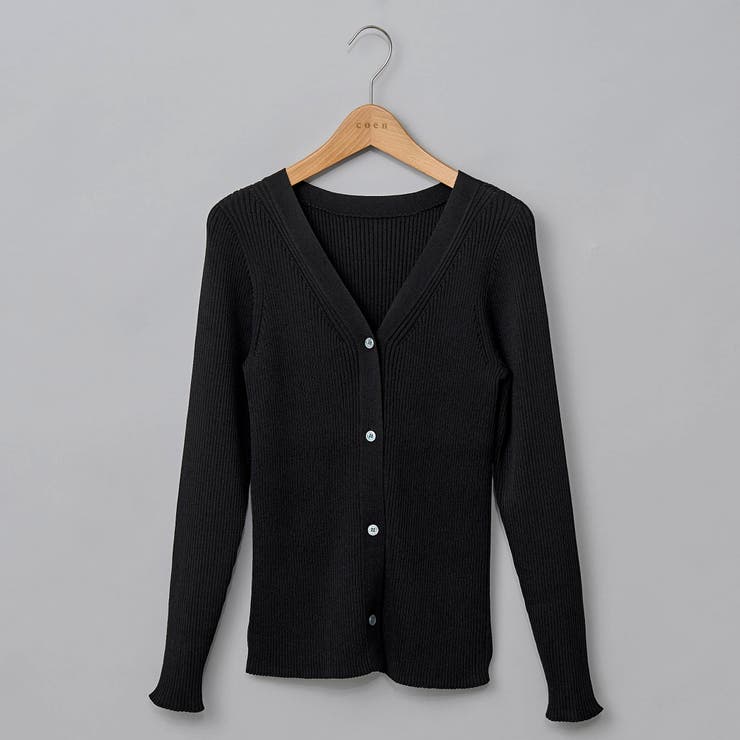 ORR Vネック　リブ　カーディガン　ブラック ORR Vネック リブ カーディガン ブラック レディース