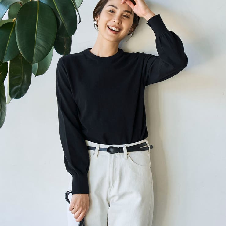 BLACK | 【RONEL】ハイツイストコットンニット | coen【women】