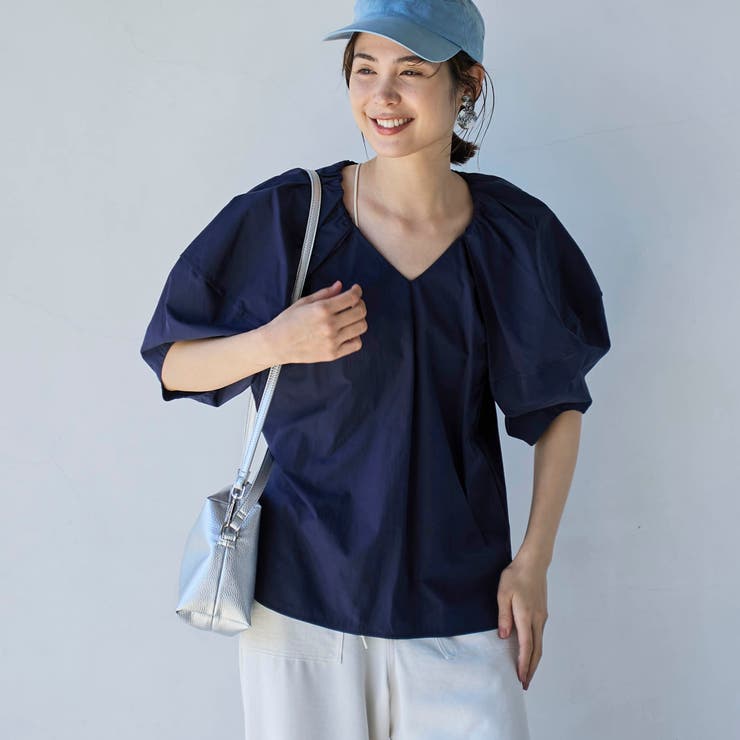 NAVY | 【RONEL】タックショルダーブラウス | coen【women】