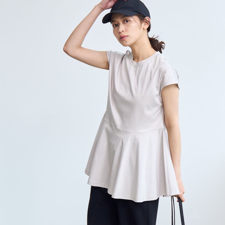 LT.GRAY | 【RONEL】クリアスムースペプラムフレンチスリーブカットソー | coen【women】