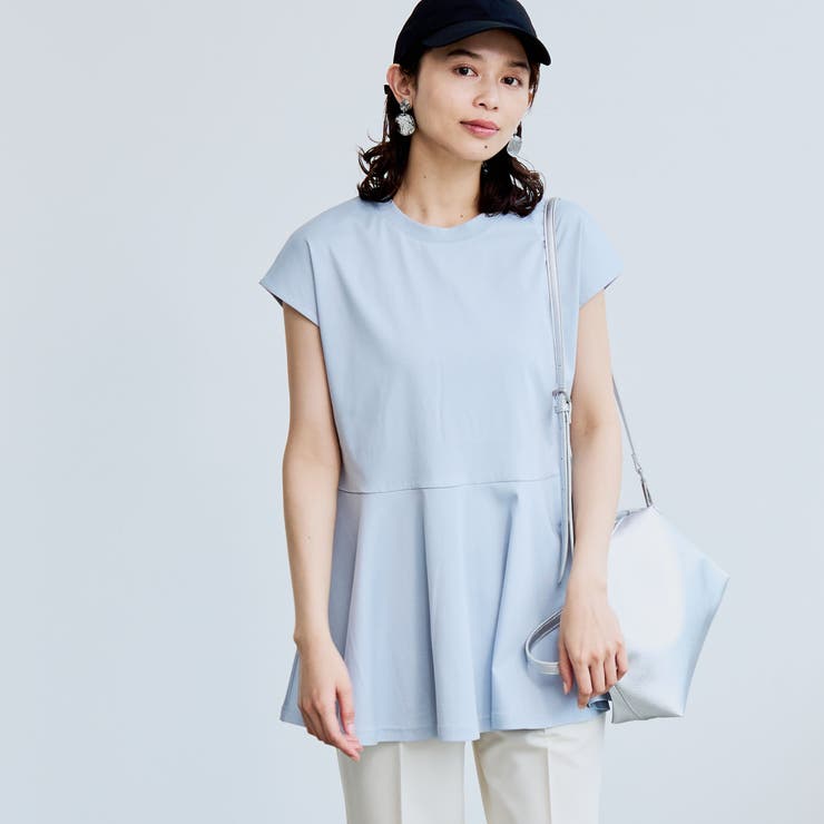 LT.BLUE | 【RONEL】クリアスムースペプラムフレンチスリーブカットソー | coen【women】