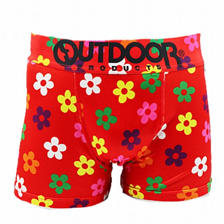 Ｍ】メンズ ボクサーパンツ 花柄 レッド 下着 前閉じ OUTDOOR[品番