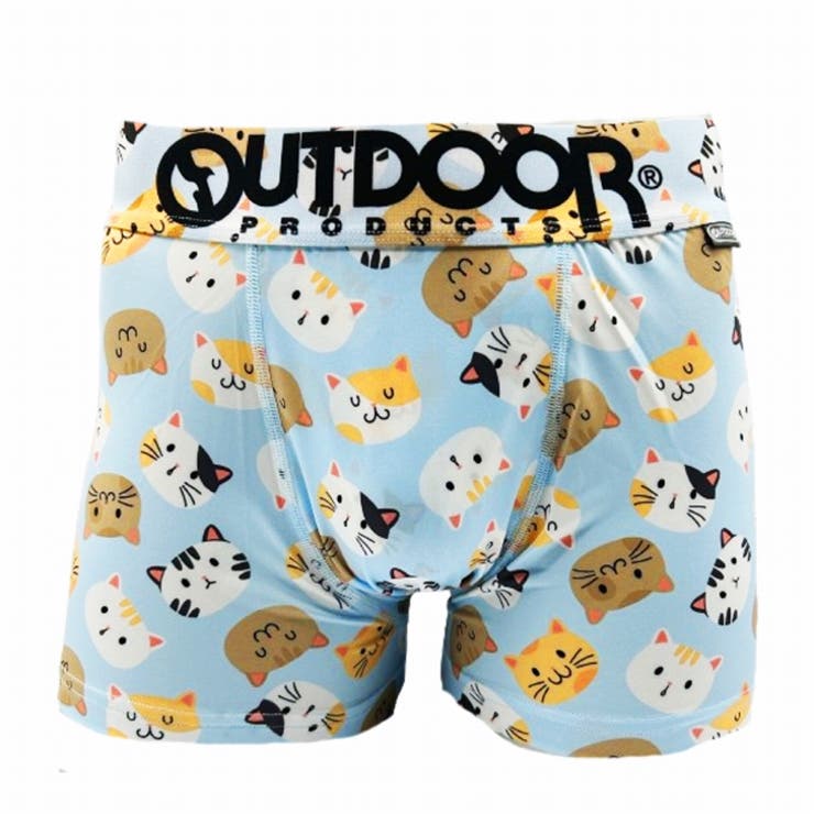 メンズ ボクサーパンツ ネコ 210シアン 下着 前閉じ OUTDOOR[品番