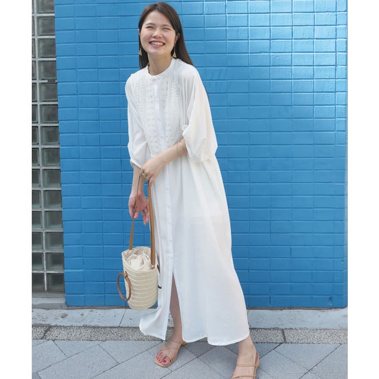 レース切り替えバンドカラーシャツワンピ 品番 Triw Corners コーナーズ のレディースファッション通販 Shoplist ショップリスト