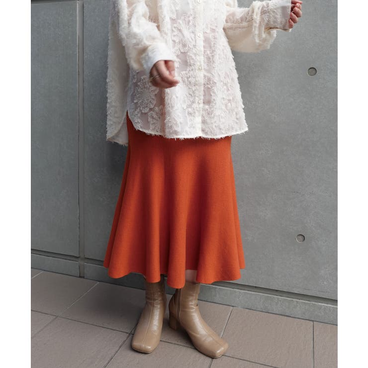 マーメイドスカート サンタナ オレンジ×グリーン×ブラウン（日本縫製）-