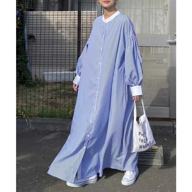 CORNERS by KR ボリュームスリーブストライプシャツワンピース | CORNERS  | 詳細画像7 