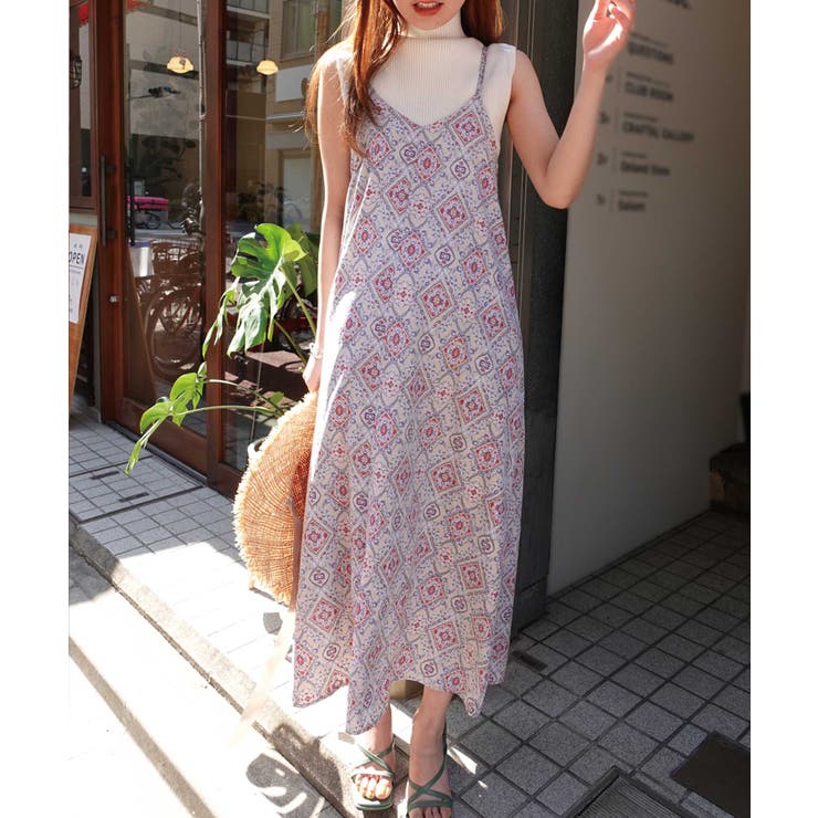 ライトベージュ | マルチパターンバックリボンキャミワンピース | CORNERS 