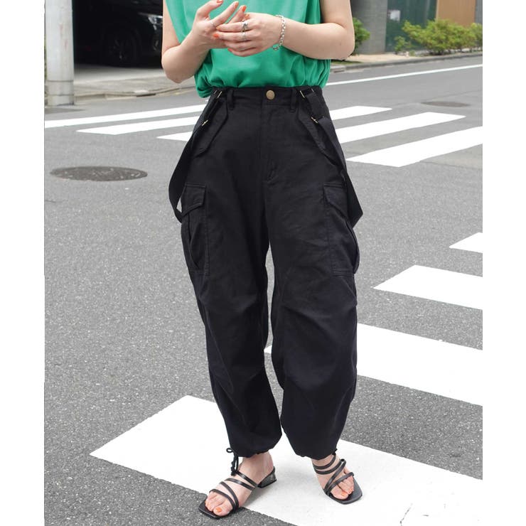 ずっと気になってた Dickies サスペンダー付きカーゴパンツ ネイビー 