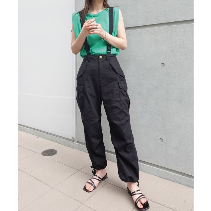 PHIGVEL サスペンダー付き カーゴパンツ オリーブ サイズ3(L-XL