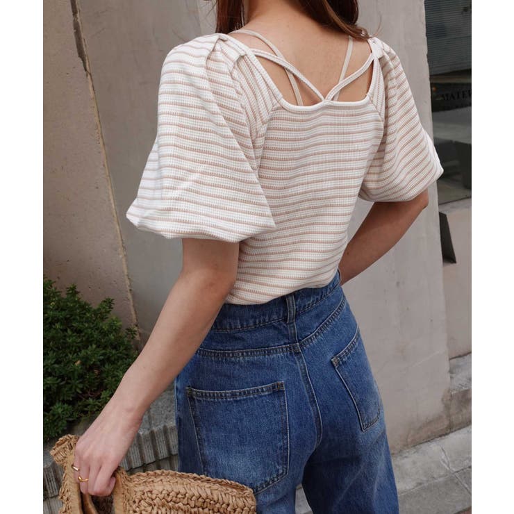 ホワイト×ベージュ | 前後2wayワッフルスクエアプルオーバー | CORNERS 