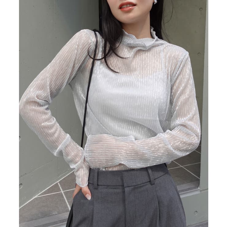 シルバー | ラメプリーツシアータートルトップス | CORNERS 