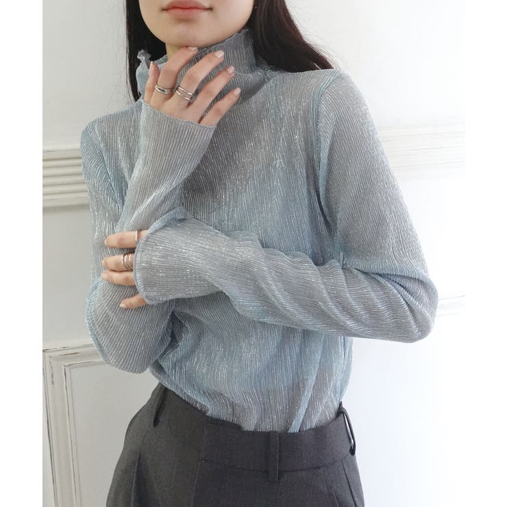 ラメプリーツシアータートルトップス[品番：TRIW0003543