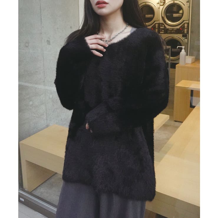 Vネックシャギーニットプルオーバー[品番：TRIW0003564]｜CORNERS