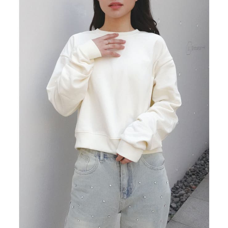 Cropped スウェットプルオーバー セール】クロップドスウェットプルオーバー【低身長・小柄女性