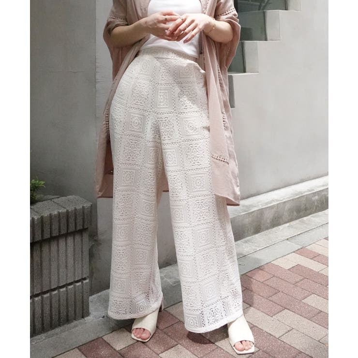 ブロックレースストレートパンツ【セットアップ可能】[品番