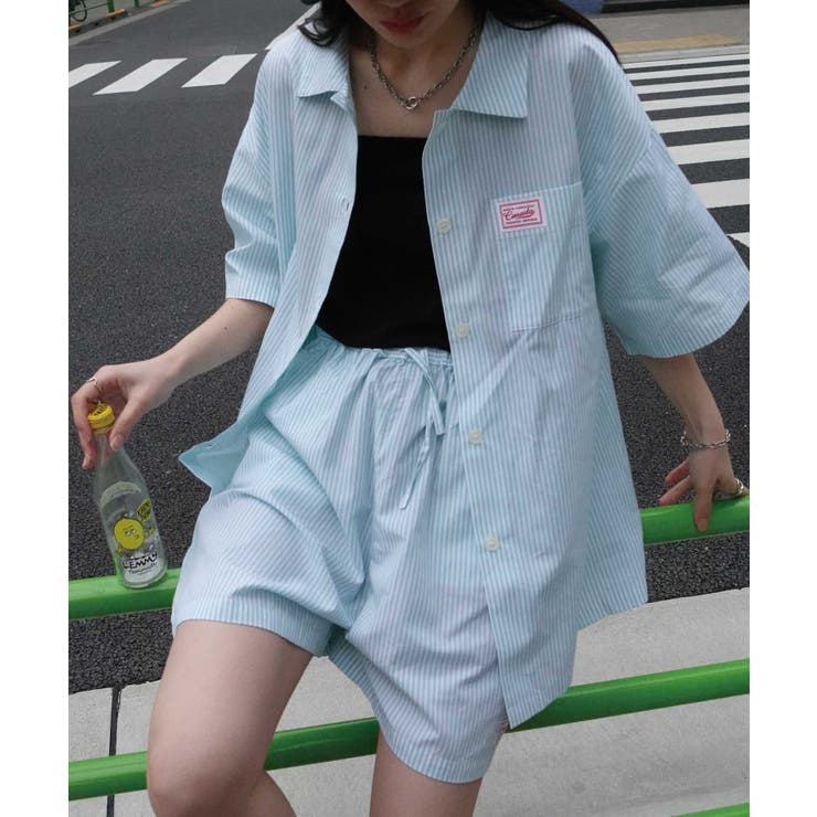 高い素材 ストライプショートパンツ[品番：TRIW0003742]｜CORNERS ウェア