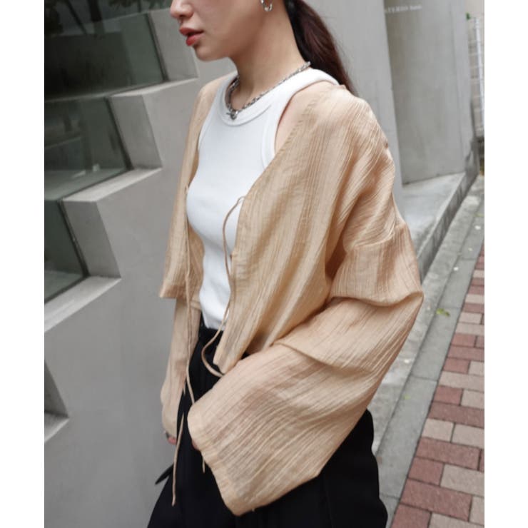ライトベージュ | 楊柳2wayリボンブラウス | CORNERS 