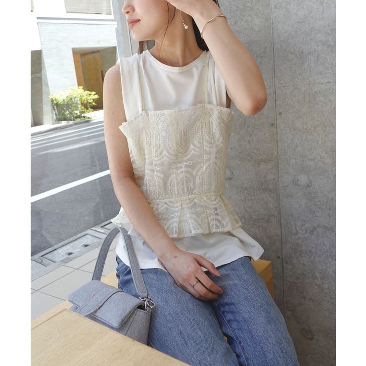刺繍オーガンジータックビスチェ[品番：TRIW0003790]｜CORNERS