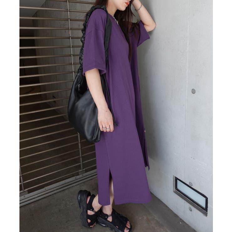 パープル | USAコットンビッグシルエットTシャツワンピース | CORNERS
