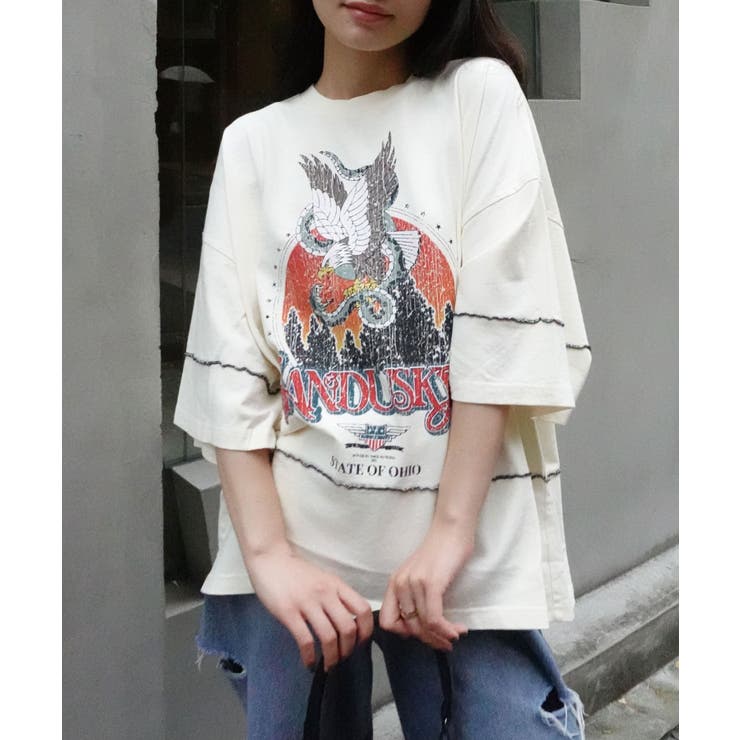 アイボリー | ピグメントイーグルTシャツ | CORNERS 