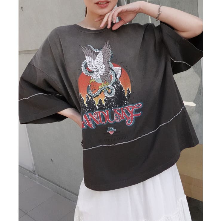 チャコール | ピグメントイーグルTシャツ | CORNERS 