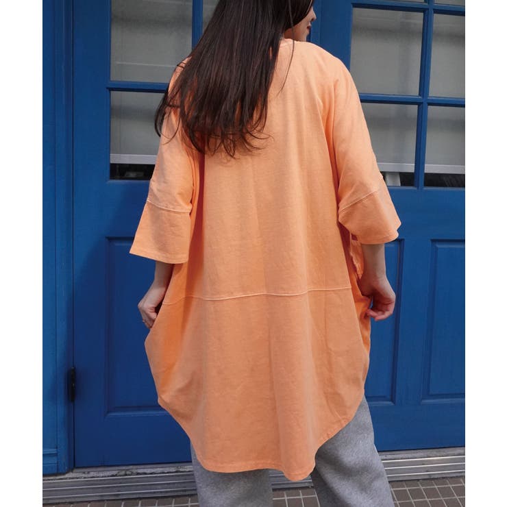 日本製】サラサラ質感 強撚糸コットン5分丈袖Tシャツ Lサイズ