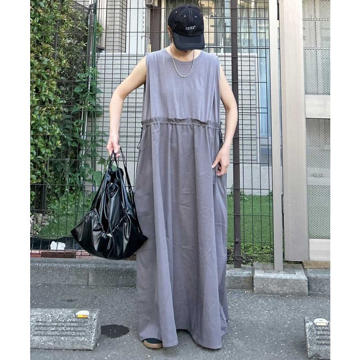 CORNERS by KR】ショルダータックノースリドッキングワンピース