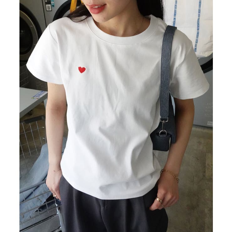 ハート刺繍コンパクトTシャツ[品番：TRIW0003751]｜CORNERS