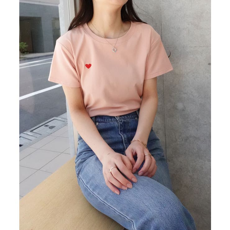 ハート刺繍コンパクトTシャツ[品番：TRIW0003751]｜CORNERS