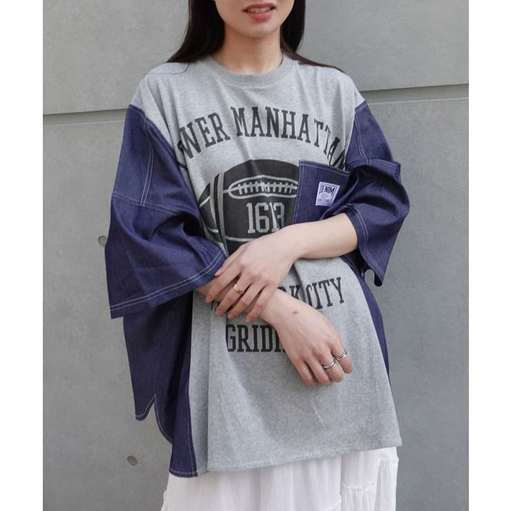  Jeans カレッジロゴ オーバーサイズ Tシャツ 送関込 ANGIE tシャツ GILDAN カレッジロゴ オーバーサイズ プリント