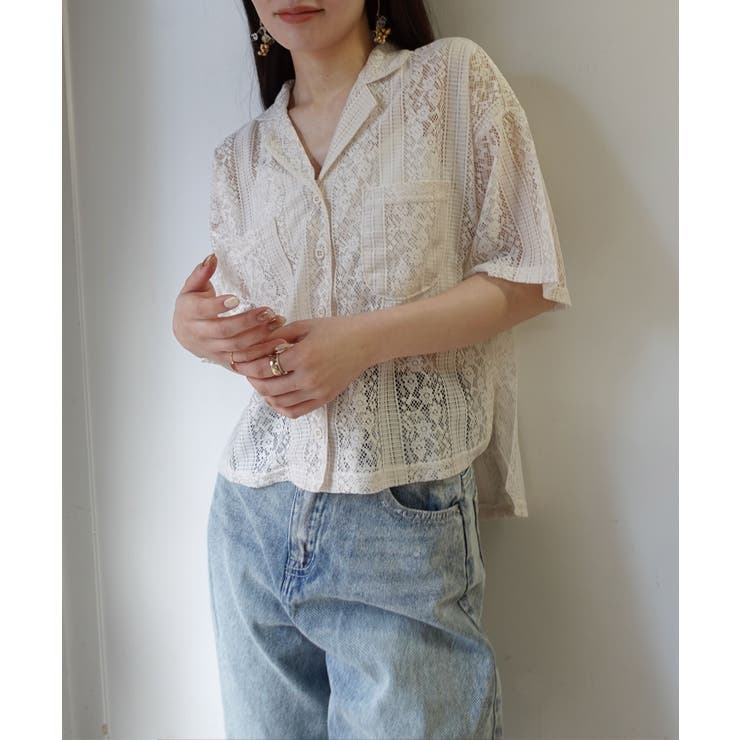 レースオープンカラー半袖シャツ | CORNERS  | 詳細画像2 