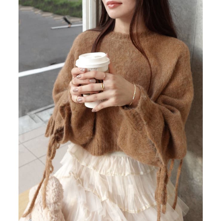 袖リボン起毛シャギーショートニット | CORNERS  | 詳細画像2 