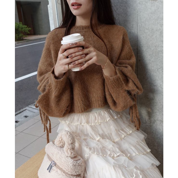 袖リボン起毛シャギーショートニット | CORNERS  | 詳細画像1 