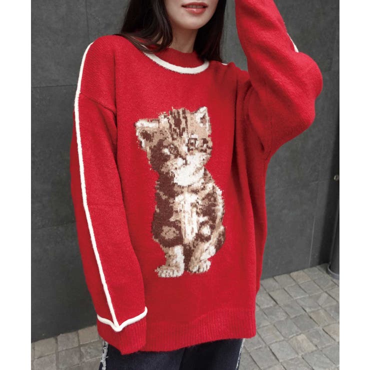 MSGM ニット 猫モチーフ キャットジャガードニット - メルカリ