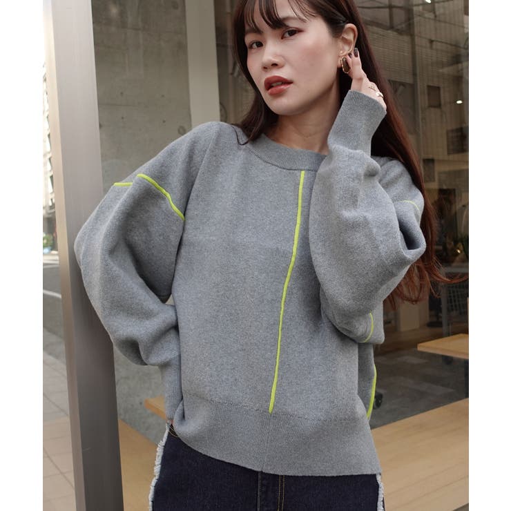 配色ラインコクーンニットプルオーバー | CORNERS  | 詳細画像5 