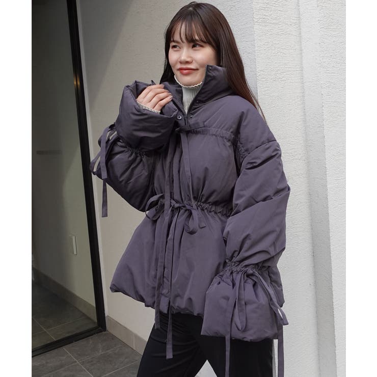 未使用級✨エムズグレイシー リバーシブルフリルダウンジャケットリボン2way ナイロンタフタファイバーダウンリボンジャケット[品番：TRIW0003942