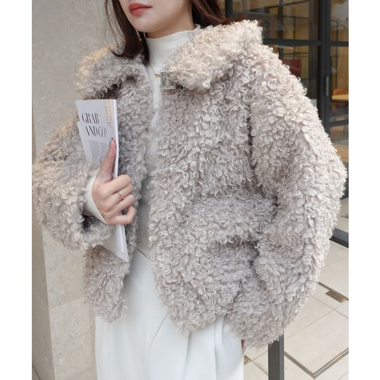 プードルボア2wayカラーショートジャケット ファーコート コート[品番