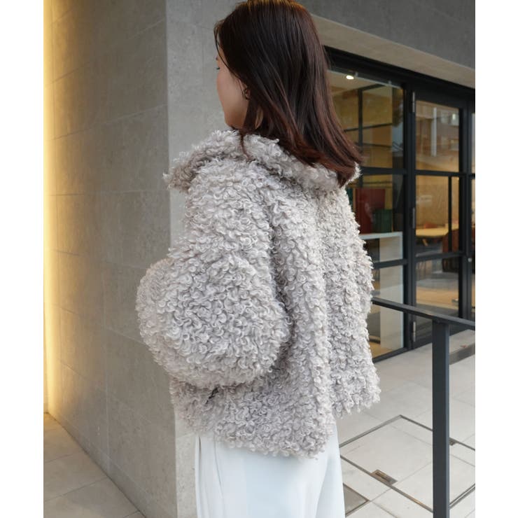 プードルボア2wayカラーショートジャケット ファーコート コート[品番