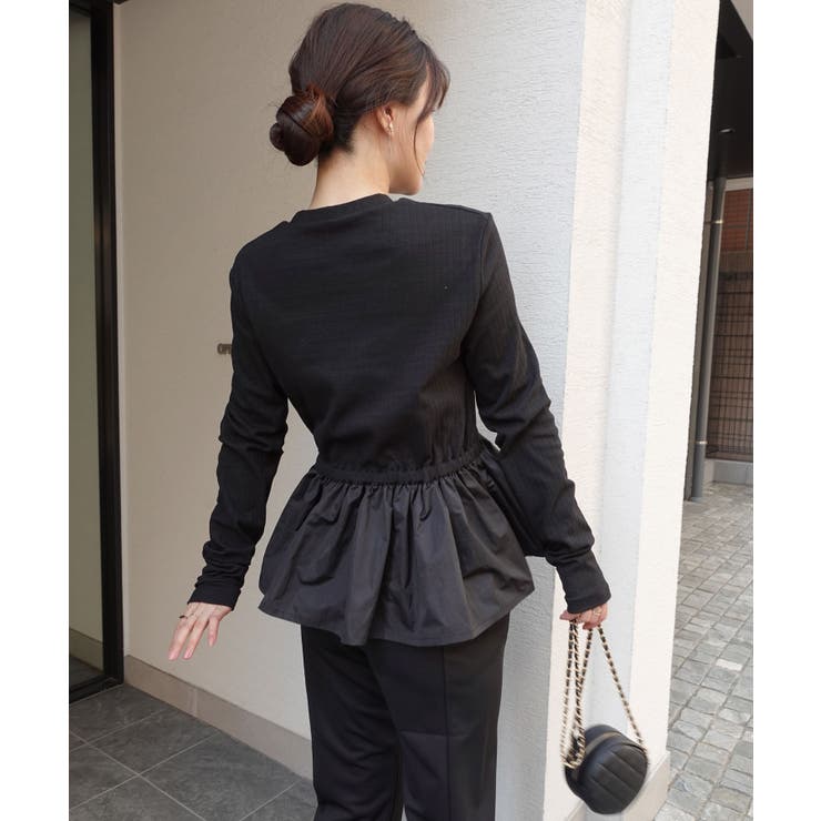 ワイドリブ×ナイロンタフタペプラムトップス | CORNERS  | 詳細画像1 