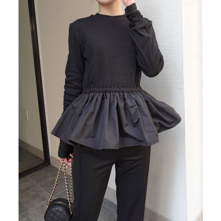 ワイドリブ×ナイロンタフタペプラムトップス | CORNERS  | 詳細画像2 