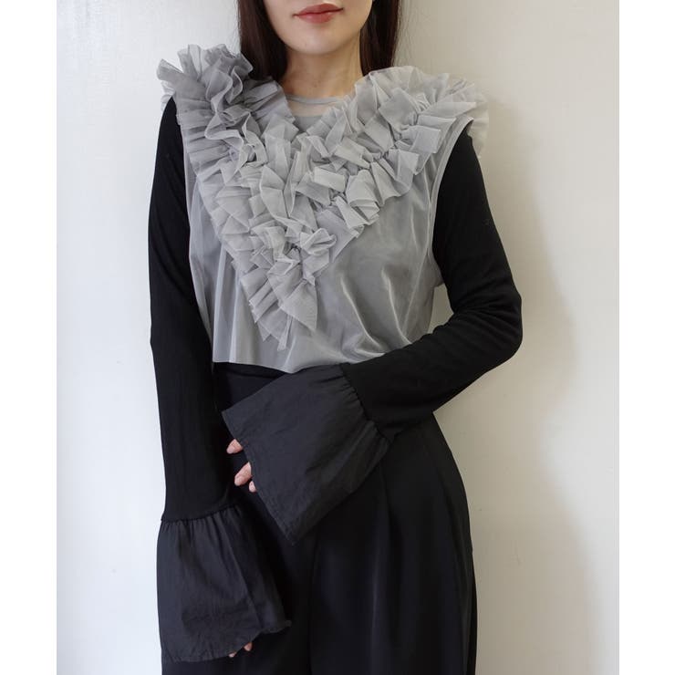 グレー | チュールフリルベスト | CORNERS 