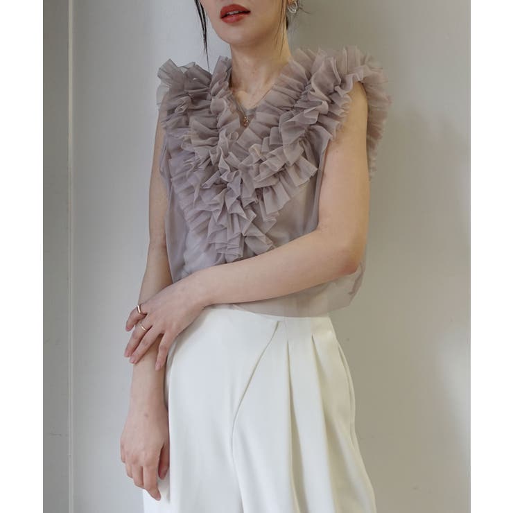 グレージュ | チュールフリルベスト | CORNERS 