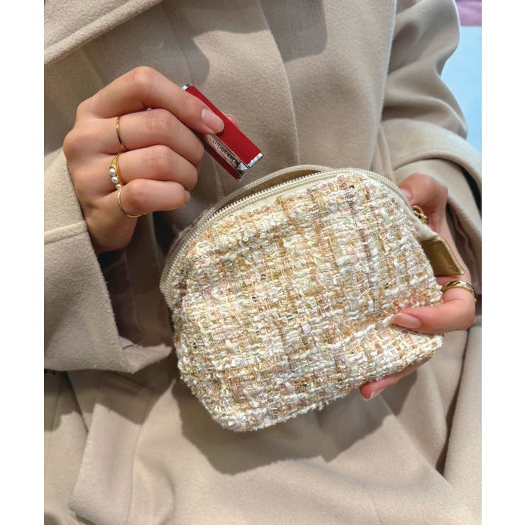 【ふんわり優しいシャネルツイード】CHANEL ツイード ミニポーチ ふんわり優しいシャネルツイード】CHANEL ツイード ミニポーチ